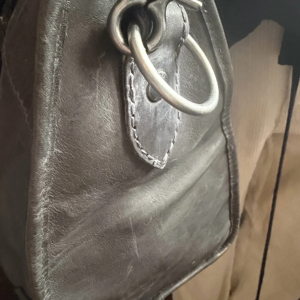 NWOT Frye Melissa Leather Satchel with Top Handles 2 way bag color: Carbon Gray - Picture 5 of 13
